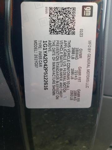 1G1YA2D42P5122616 - 2023 CHEVROLET CORVETTE STINGRAY 1LT BLACK photo 12