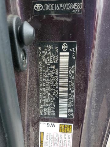 JTKDE167590284583 - 2009 TOYOTA SCION TC BURGUNDY photo 12