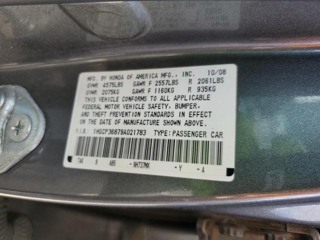 1HGCP36879A021783 - 2009 HONDA ACCORD EXL GRAY photo 12