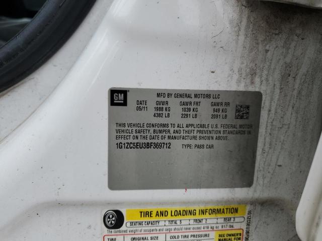 1G1ZC5EU3BF369712 - 2011 CHEVROLET MALIBU 1LT 白色 照片 12