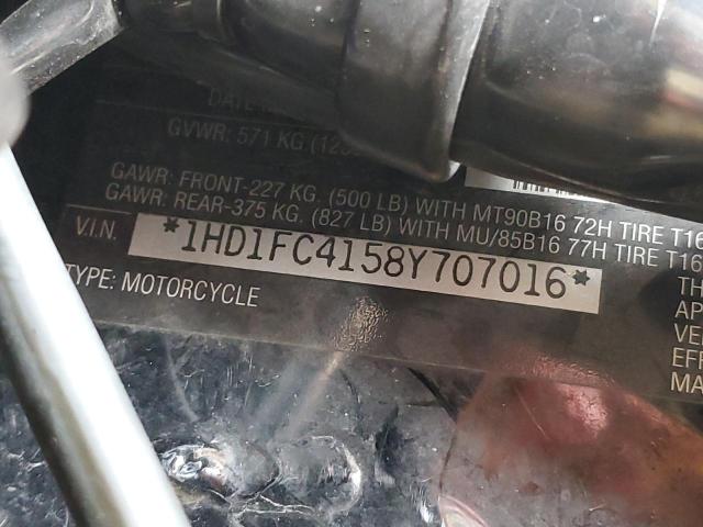 1HD1FC4158Y707016 - 2008 HARLEY-DAVIDSON FLHTCUI შავი ფოტო 10