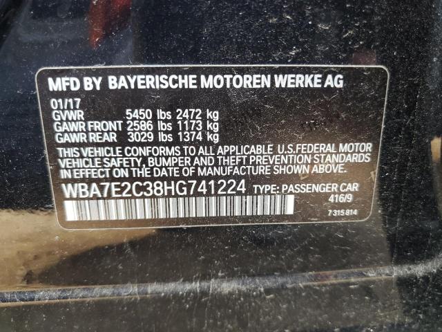 WBA7E2C38HG741224 - 2017 BMW 740 I BLACK photo 12