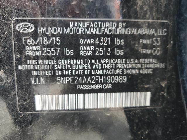 5NPE24AA2FH190989 - 2015 HYUNDAI SONATA ECO BLACK photo 12