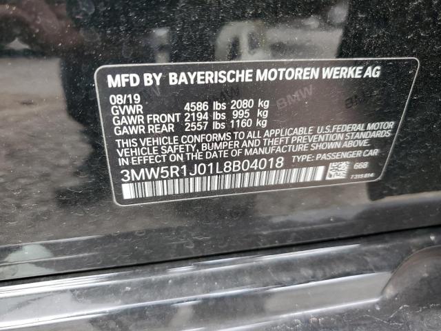 3MW5R1J01L8B04018 - 2020 BMW 330I BLACK photo 10
