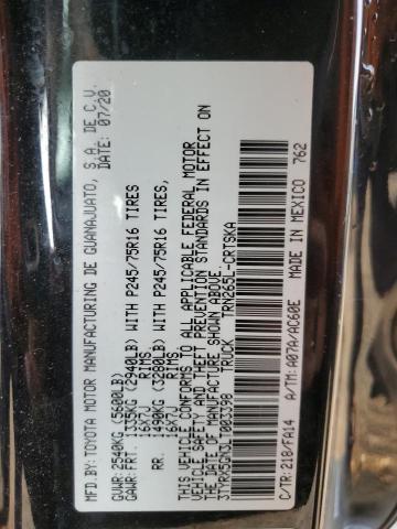 3TYRX5GN3LT003398 - 2020 TOYOTA TACOMA ACCESS CAB შავი ფოტო 12