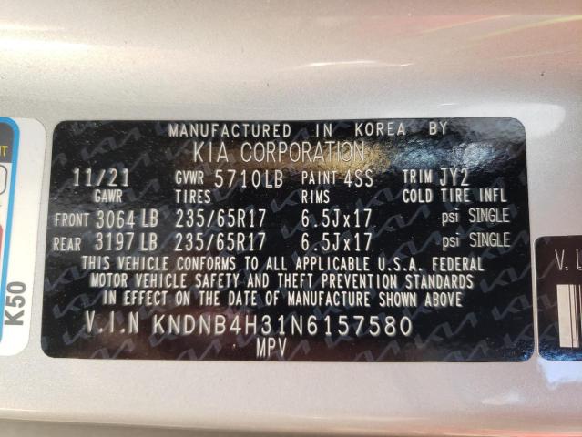 KNDNB4H31N6157580 - 2022 KIA CARNIVAL LX SILVER photo 13