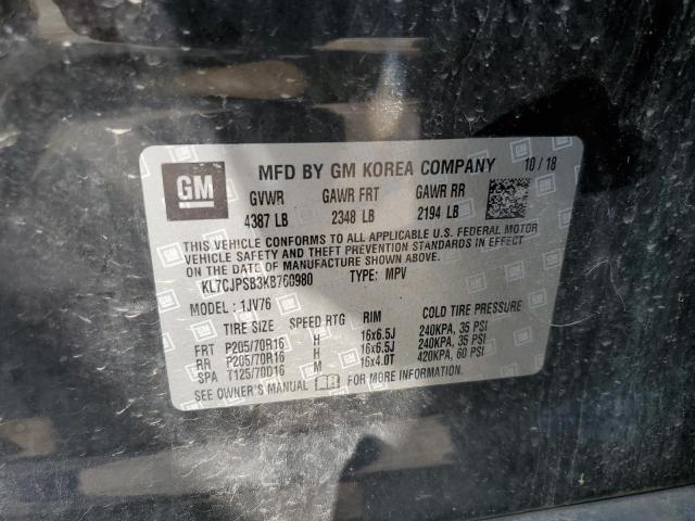 KL7CJPSB3KB760980 - 2019 CHEVROLET TRAX 1LT BLACK photo 13