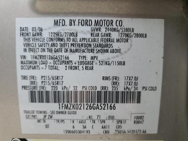 1FMZK02126GA52166 - 2006 FORD FREESTYLE SEL SILVER photo 13