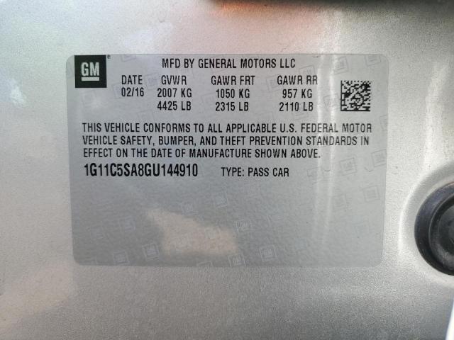 1G11C5SA8GU144910 - 2016 CHEVROLET MALIBU LIM LT 银色 照片 12