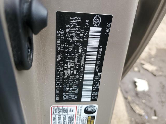 4T4BE46K29R060539 - 2009 TOYOTA CAMRY BASE TAN photo 12