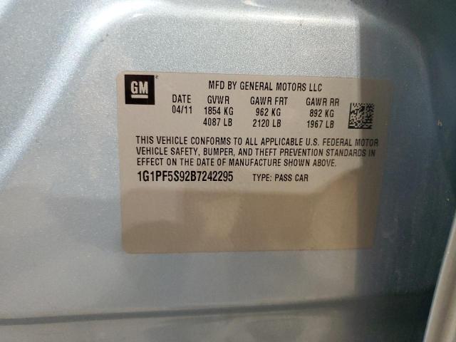 1G1PF5S92B7242295 - 2011 CHEVROLET CRUZE LT ლურჯი ფოტო 12