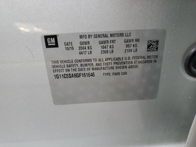 1G11C5SA8GF161646 - 2016 CHEVROLET MALIBU LIM LT 银色 照片 12