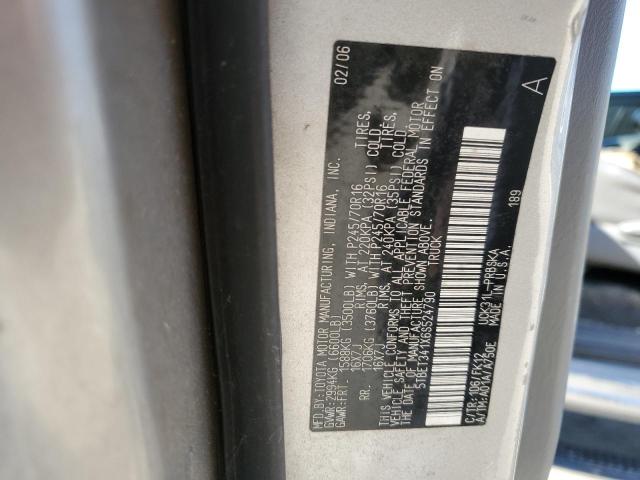 5TBET341X6S524790 - 2006 TOYOTA TUNDRA DOUBLE CAB SR5 SILVER photo 10