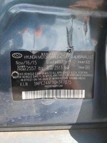 5NPE24AF0GH347075 - 2016 HYUNDAI SONATA SE BLUE photo 12