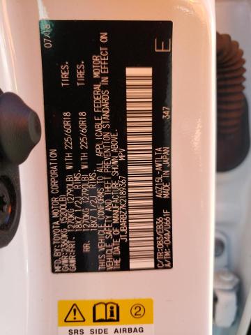 JTJBARBZ7K2189367 - 2019 LEXUS NX 300 BASE Սպիտակ լուսանկար 13