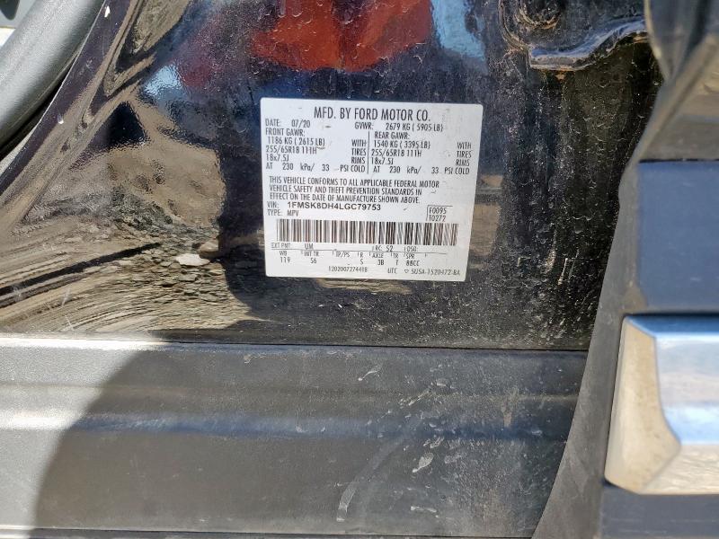 1FMSK8DH4LGC79753 - 2020 FORD EXPLORER XLT შავი ფოტო 13