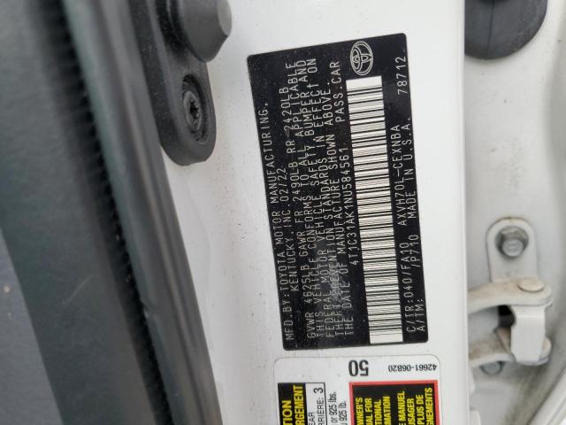 4T1C31AK1NU584561 - 2022 TOYOTA CAMRY LE WHITE photo 12