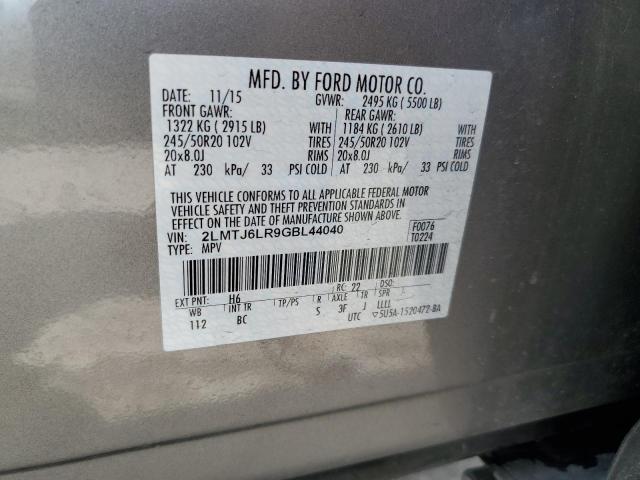 2LMTJ6LR9GBL44040 - 2016 LINCOLN MKX RESERVE Bej foto 14