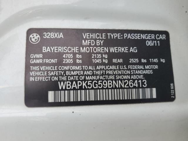 WBAPK5G59BNN26413 - 2011 BMW 328 XI SULEV WHITE photo 12