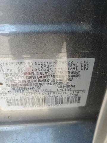 3N1AB7AP9KY453709 - 2019 NISSAN SENTRA S Сұр фото 12