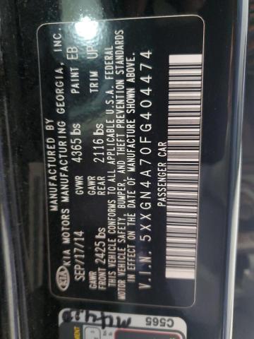 5XXGN4A70FG404474 - 2015 KIA OPTIMA EX BLACK photo 12