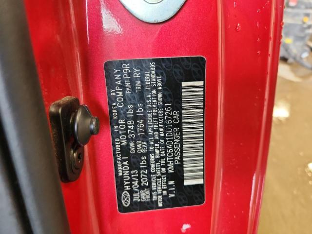 KMHTC6AD1DU167261 - 2013 HYUNDAI VELOSTER RED photo 12