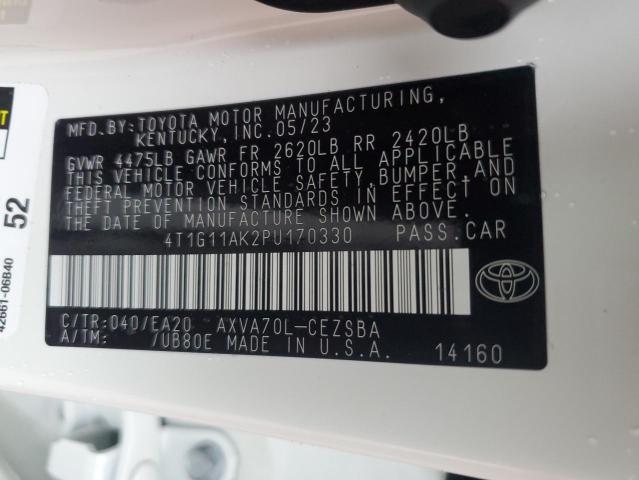 4T1G11AK2PU170330 - 2023 TOYOTA CAMRY SE NIGHT SHADE WHITE photo 13