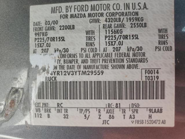 4F4YR12V3YTM29559 - 2000 MAZDA B3000 GRAY photo 13