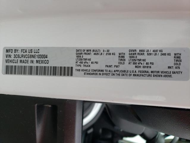 3C6LRVCG8NE103004 - 2022 RAM PROMASTER 2500 HIGH WHITE photo 13