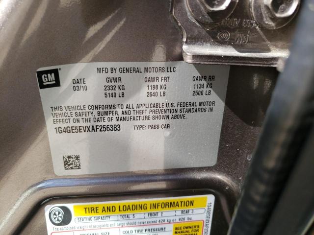 1G4GE5EVXAF256383 - 2010 BUICK LACROSSE CXS 灰色 照片 12