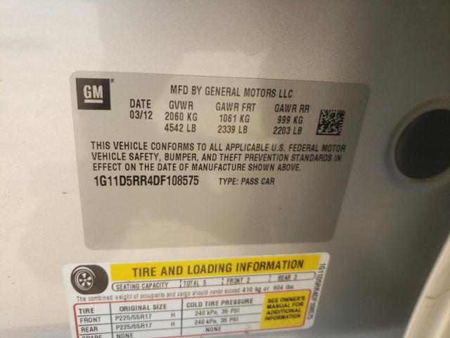 1G11D5RR4DF108575 - 2013 CHEVROLET MALIBU 1LT 白色 照片 12