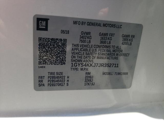 1GYS4KKJ7JR352711 - 2018 CADILLAC ESCALADE ESV PLATINUM Սպիտակ լուսանկար 13