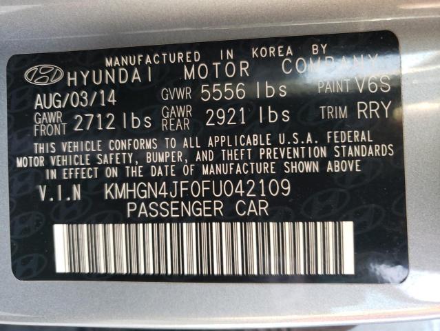 KMHGN4JF0FU042109 - 2015 HYUNDAI GENESIS 5.0L GRAY photo 12