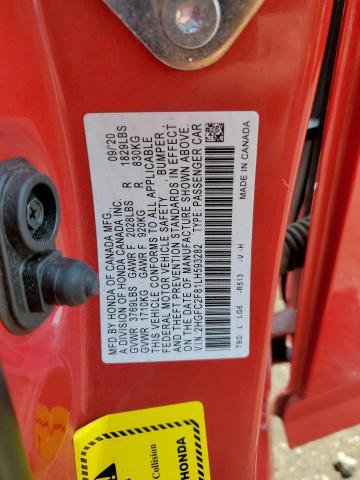 2HGFC2F81LH593282 - 2020 HONDA CIVIC SPORT 红色 照片 12