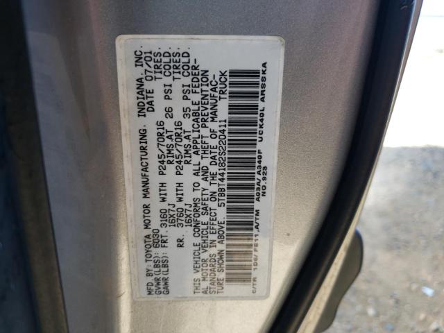 5TBBT44182S220411 - 2002 TOYOTA TUNDRA ACCESS CAB SILVER photo 10