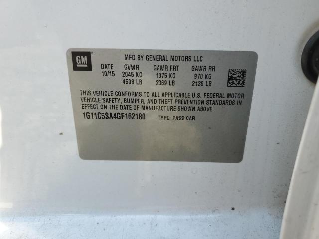 1G11C5SA4GF162180 - 2016 CHEVROLET MALIBU LIM LT 白色 照片 12