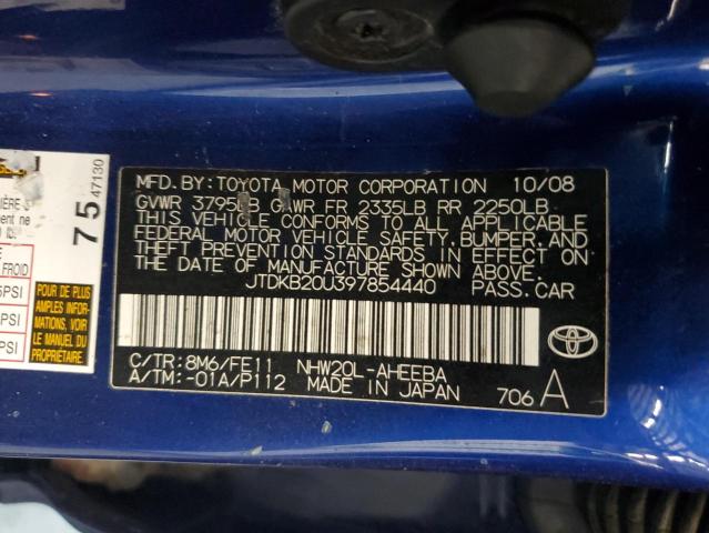 JTDKB20U397854440 - 2009 TOYOTA PRIUS BLUE photo 12