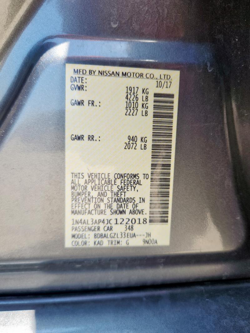 1N4AL3AP4JC122018 - 2018 NISSAN ALTIMA 2.5 Grau Foto 12