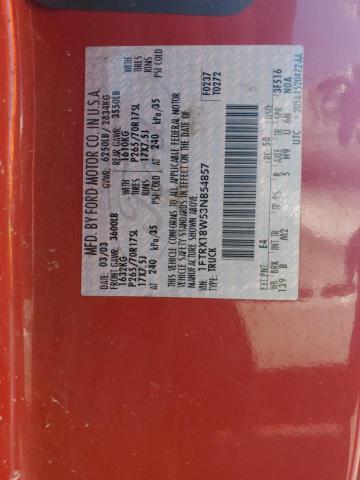 1FTRX18W53NB54857 - 2003 FORD F-150 RED photo 12