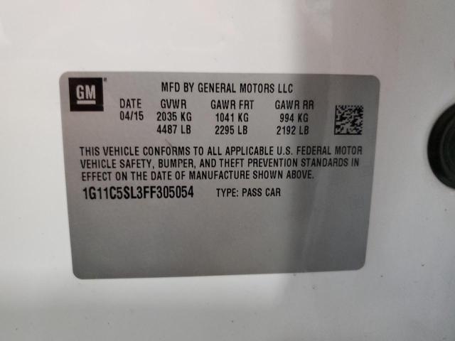 1G11C5SL3FF305054 - 2015 CHEVROLET MALIBU 1LT 白色 照片 12