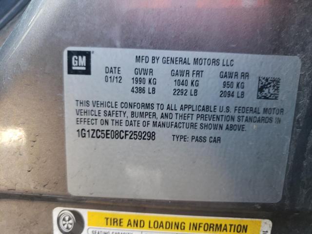 1G1ZC5E08CF259298 - 2012 CHEVROLET MALIBU 1LT 灰色 照片 12