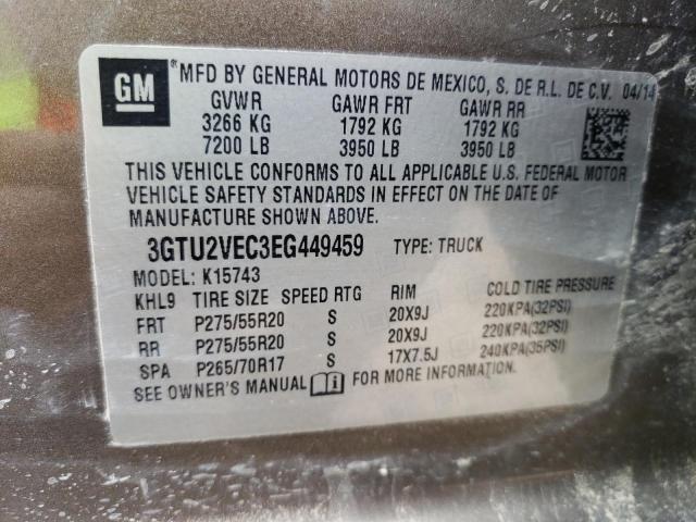 3GTU2VEC3EG449459 - 2014 GMC SIERRA K1500 SLT BROWN photo 12