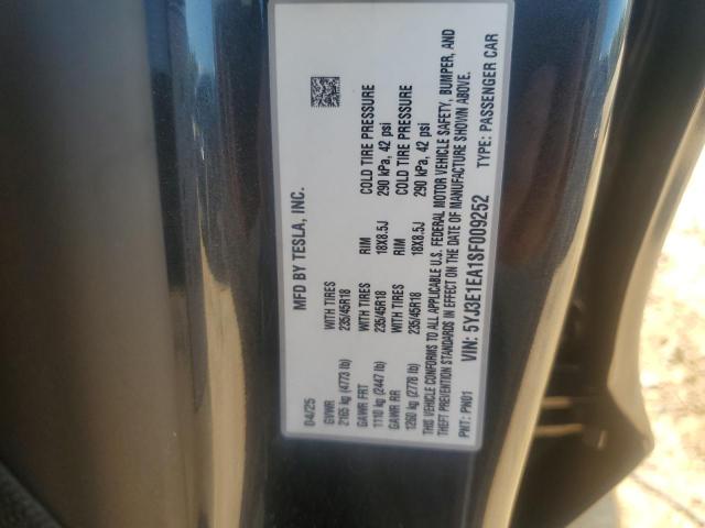 5YJ3E1EA1SF009252 - 2025 TESLA MODEL 3 GRAY photo 12