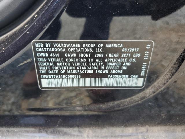 1VWDT7A31HC080538 - 2017 VOLKSWAGEN PASSAT R-LINE Սև լուսանկար 12