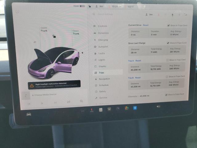 5YJ3E1EA9MF930606 - 2021 TESLA MODEL 3 WHITE photo 9