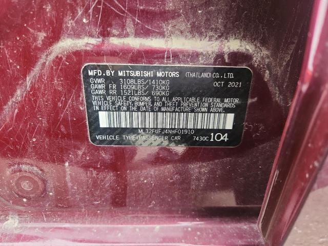 ML32FUFJ4NHF01910 - 2022 MITSUBISHI MIRAGE G4 ES PURPLE photo 13