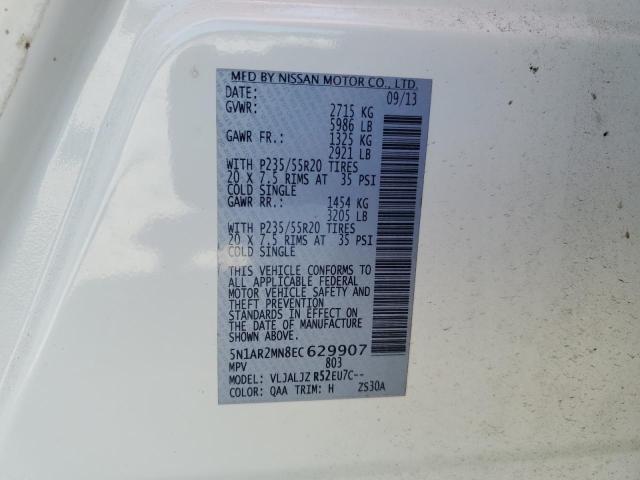 5N1AR2MN8EC629907 - 2014 NISSAN PATHFINDER S أبيض صورة 13