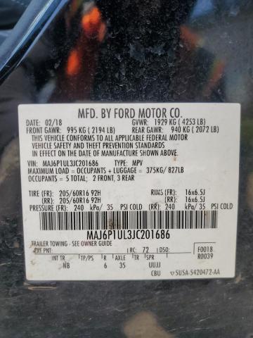 MAJ6P1UL3JC201686 - 2018 FORD ECOSPORT SE Қара фото 13