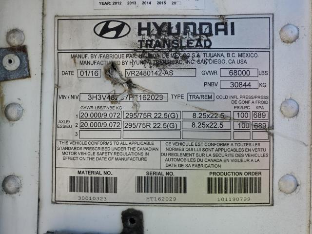 3H3V482C7HT162029 - 2017 HYUNDAI REEFER WHITE photo 10