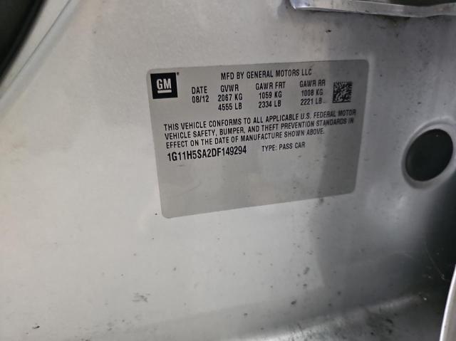 1G11H5SA2DF149294 - 2013 CHEVROLET MALIBU LTZ ვერცხლისფერი ფოტო 10